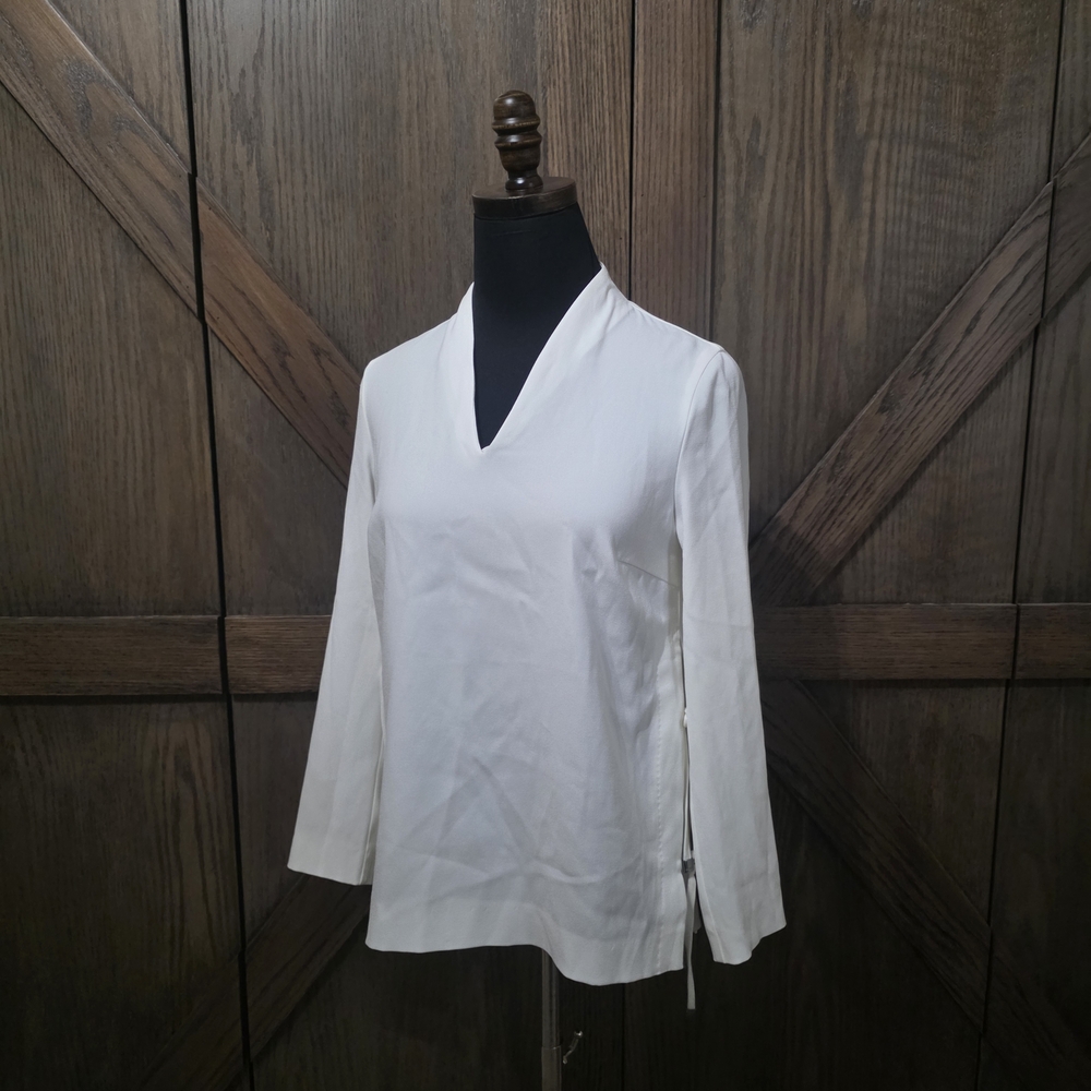 Escada Tie Accent V-Neck Blouse